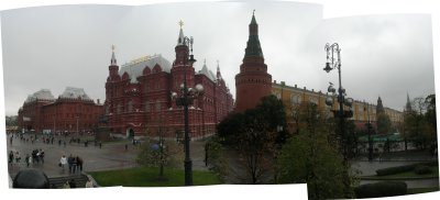 View of The State Historical Museum (left) and Kremlin (center and right)