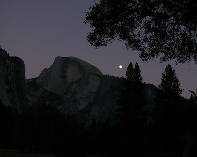 Evening moonrise near Half Dome