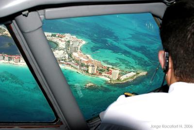 Reaching Punta Cancún at 2,000 ft.