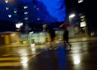 Crossing the rainy street