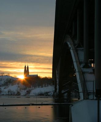 Sunrise over Hgalidskyrkan and Vsterbron