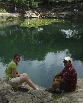 Clasina and Bob at the Cenote - right before they took a plunge