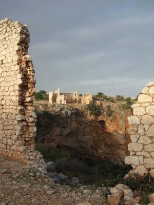 The ruins of one church as seen from the ruins of another.
