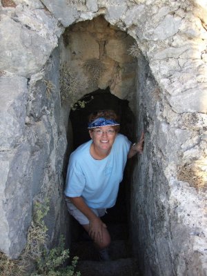 Narrow stairs to a small watchtower room