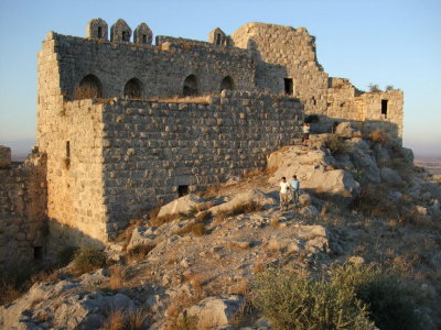 Bob is next to the castle structure