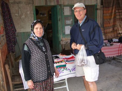 Heres Bob with his raisins and powdered sumac he purchased from the lady on the left.