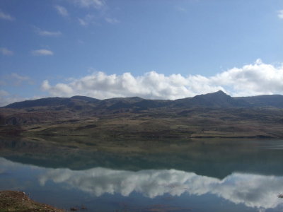 A new lake in the mountains--part of the Turkey dam projects to irrigate the fertile lands.