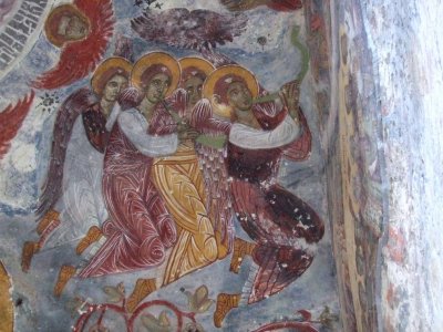 Fresco insde the rock church at Sumela
