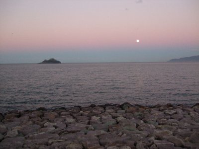 Moonrise over the Black Sea's only island.