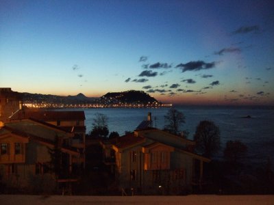 Sunset over Giresun on the Black Sea, from the restaurant of our hotel.