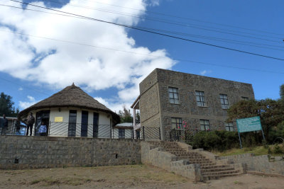 Simien Mountains National Park HQ, where we rent our camping stuff and employ our guide and scout
