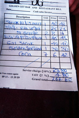 the bill for lunch for 6