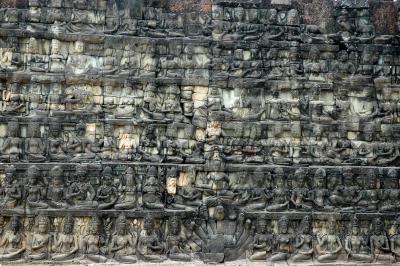 six registers featuring deities carrying swords, devatas and other figures