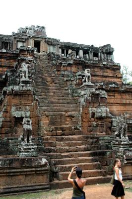 stairs flanked by guardian lions