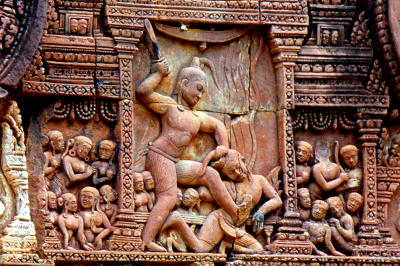 Krishma killing Kamsa (a demon)