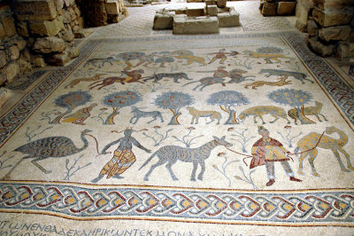 mosaic with scenes of wine-making and hunting, and an assortment of animals