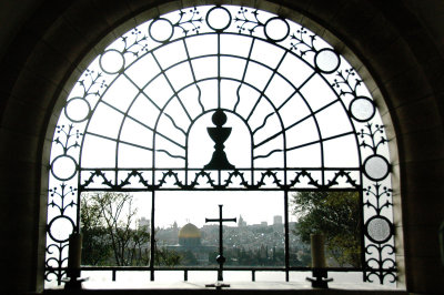 view of Dome of the Rock from the window of the altar