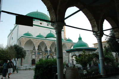 ringed with domed arcades and swaying palms, the mosque is considered the finest in Israel