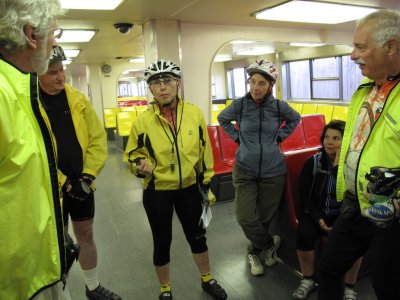 Trudy giving her start of the ride talk on the SI ferry