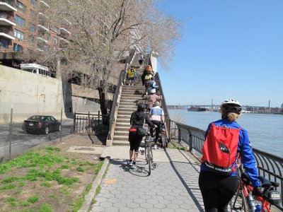 Eastside pathway & up steps at E 79th St to continue along the Greenway