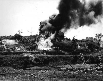 Flamethrowing tank on Okinawa