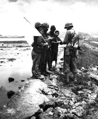 Jap naval troops surrendering on Okinawa