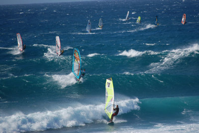 Lots of windsurfers