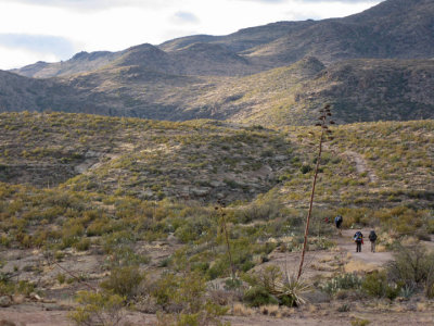 The 3 mile walk from our parked trucks to the trailhead