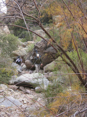 Boulder-hopping a creekbed