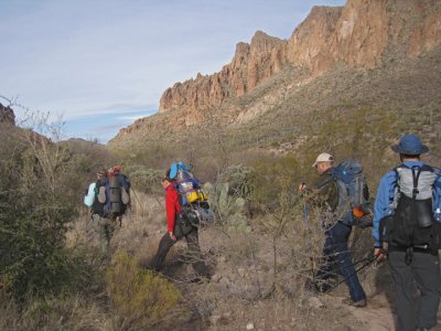 Heading out of camp on morning two