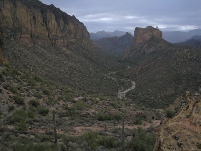 Geronimo Head on left, Battleship on right, La Barge canyon in between