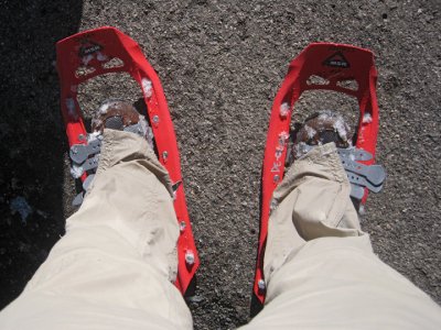 Snowshoes also kept me from sinking into the asphalt