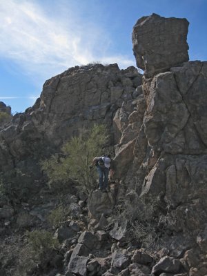 Up and over a rocky spot along the ridge