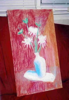 White Pom-Pom Flowers in Vase