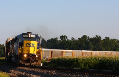 Beautiful evening light reflects off NB train Q204 with quadruple eight in the lead