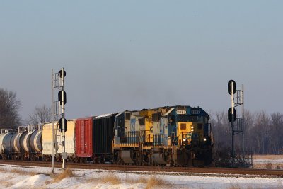 A ragged out leader on the point of this SB train at south Rankin