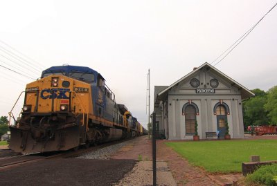 SB passes the Princeton depot
