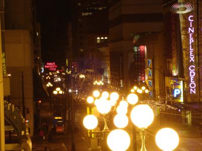 Pike Street at night