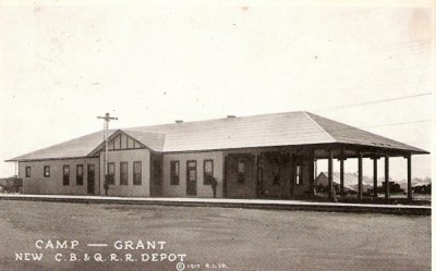 Camp Grant Illinois Depot c1910  Chicago Burlington  Quincy Railroad Depot.JPG