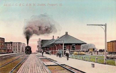 Freeport Illinois Depot  Illinois Central  Chicago  North Western Railroad Depot.JPG