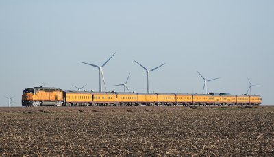  EMD DDA40X, Union Pacific 6936 thru the wind farms near Broadmoor, Illinois
