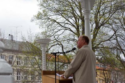 1. Mai - Yngve Haagensen - former National trade union secretary 1989-2001 - making a speech on 1st of May in Halden 2010