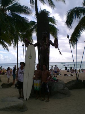 Duke Paoa Kahanamoku 1890-1968 Father of International Surfing...with Japanese surfers