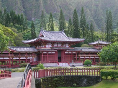 It's a replica of the 900-year-old Byodo-In located in Uji, Japan