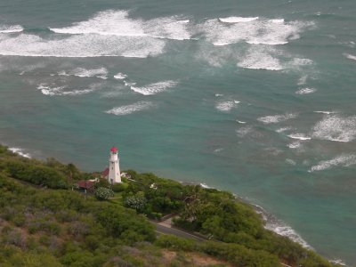 After 99 more stairs we can see Diamond Head Lighthouse