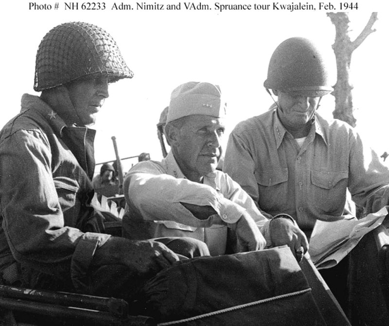 Adm. Nimitz - VAdm. Spruance Tour Kwaj Feb 1944