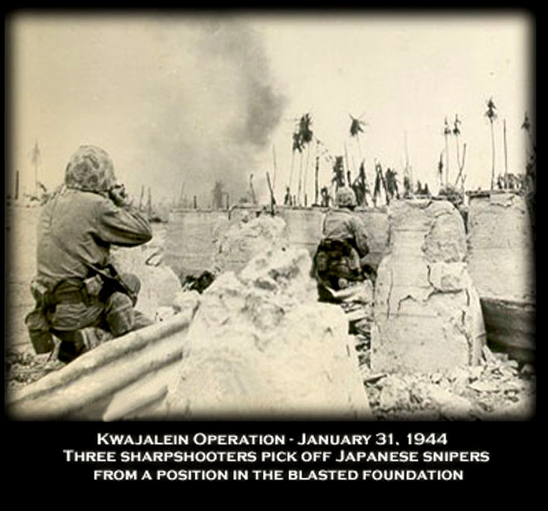 Roi Namur, US Marine Sharpshooters pick off Japanese Snipers