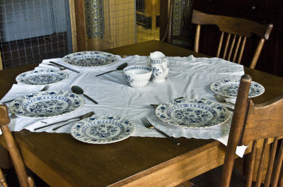 Dining table and place settings