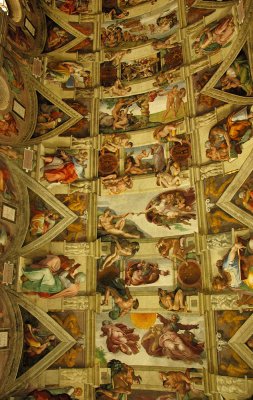 Detail of ceiling  by Michelangelo - Sistine Chapel Vatican City Italy