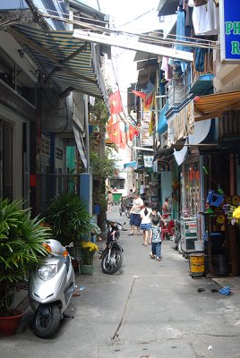 Narrow residential street in Saigon